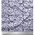 thumbnail image 1 of Soimoi Tissu en Viscose Bleu Chiffon Imprimé Concombre par Yard 42 Pouces de Large, 1 of 2