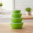thumbnail image 5 of Plastic Round Mixing Bowls with Lids Set of 4, Stackable Airtight BPA-Free Salad & Meal Prep Containers, Microwave & Dishwasher Safe, Green, 5 of 6