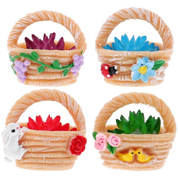 KAKOWELY 4 piezas de microadornos de flores para paisajismo, surtidos.
