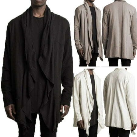 - Stylish Men Black Knit Cardigan Jacket Slim Fit Long Sleeve Casual Sweater Coat