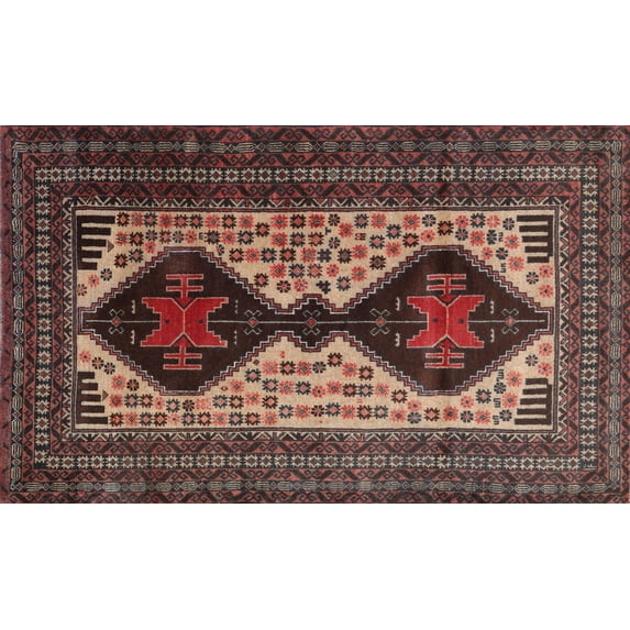 Ahgly Company Indoor Rectangle Traditional Dark Almond Brown Persian Area Rugs, 4' x 6'