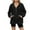 Black, variant on Zpanxa Women's Half Zip Hooded Sweatshirt Solid Color Pullover with Split Hem Front Pockets Modern Athletic Streetwear Top