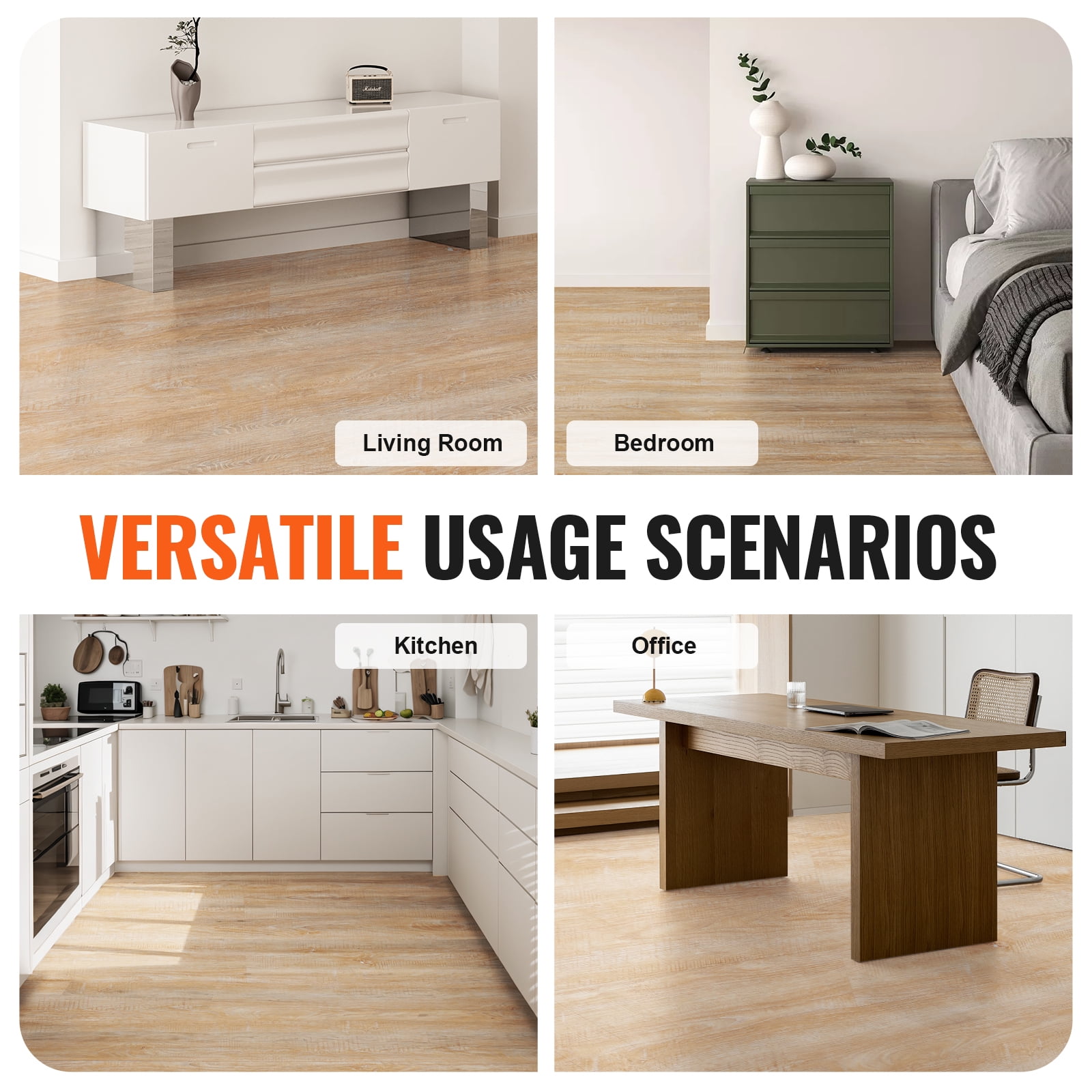 SKYSHALO 10 Pieces Interlocking Vinyl Floor Tiles Natural Wood Grain 5.5mm Thick