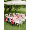 thumbnail image 4 of Outdoor Tablecloth with Umbrella Hole for Patio/Picnic/Party/Camping, Patriotic USA Flag Waterproof Table Cloth Rectangle Table Cover Washable, Memorial Day Ribbon Bow 4th of July (54"x 80"), 4 of 9
