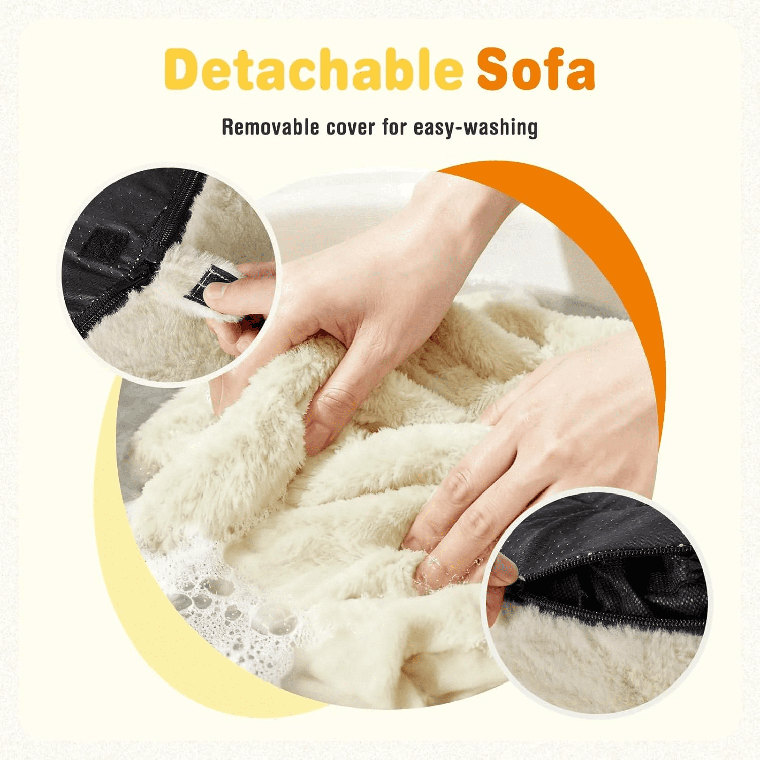 CONCETTA 24in Bean Bag Chair, Soft Faux Rabbit Fur Fabric, Cute Eggplant Lazy Chair for Kids, Living Rooms, Beige