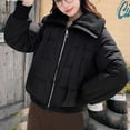 thumbnail image 5 of Antqov Puffer Jacket Womens, Solid Color Fleece Lapel Zipper Down Jackets with Pockets, Winter Outdoor Fashion Lightweight Warm Coats, 5 of 6