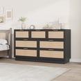 thumbnail image 2 of White Rattan Dresser – 7 Drawer Modern – Wooden Storage Cabinet – Integrated Legs – Large Organizer – Bedroom & Entryway – Easy Assembly, 2 of 7