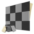 thumbnail image 1 of Paquete de 12 Paneles de Espuma Insonorizados con Autoadhesivo, Paneles de Pared Acústicos Insonorizados de 1 X 12 X 12 Pulgadas para Juegos y Estudios, Negro y Gris, 1 of 9
