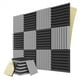 thumbnail image 1 of Paquete de 12 Paneles de Espuma Insonorizados con Autoadhesivo, Paneles de Pared Acústicos Insonorizados de 1 X 12 X 12 Pulgadas para Juegos y Estudios, Negro y Gris, 1 of 5