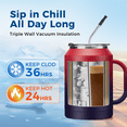thumbnail image 4 of SUNSOC 50 oz Insulated Mug with Handle Keeps Cold for 36hrs 2-in-1 lid 100% leakproof Travel Coffee Mug,Stainless Steel Tumbler with Double-walled Vacuum, 4 of 9