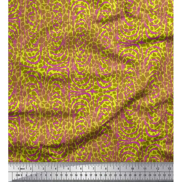 Soimoi Green Rayon Crepe Fabric Leopard & Wild Animal Skin Decor Fabric Printed BTY 46 Inch Wide