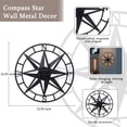thumbnail image 3 of 22.05 Inch Compass Star Metal Wall Decor with Solar LED Lights,Nautical Accent for Patio, Garden & Indoor Spaces, 3 of 6