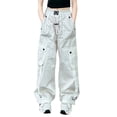 thumbnail image 1 of TZEWGL Spring Summer Solid Cool Street Style Hip Hop Pants With Pocket For Kids Active High Waisted Drawstring Loose Fit Pants For Girls size 4-5T, 1 of 6