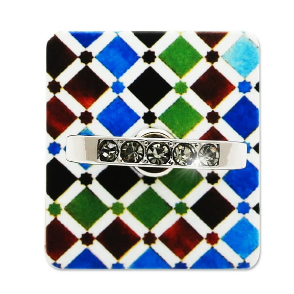 Cell Phone Finger Ring Holder & Grip with Luxury Oktant Crystal Universal Kickstand with 360° Rotation and 180° Flip (Blue)