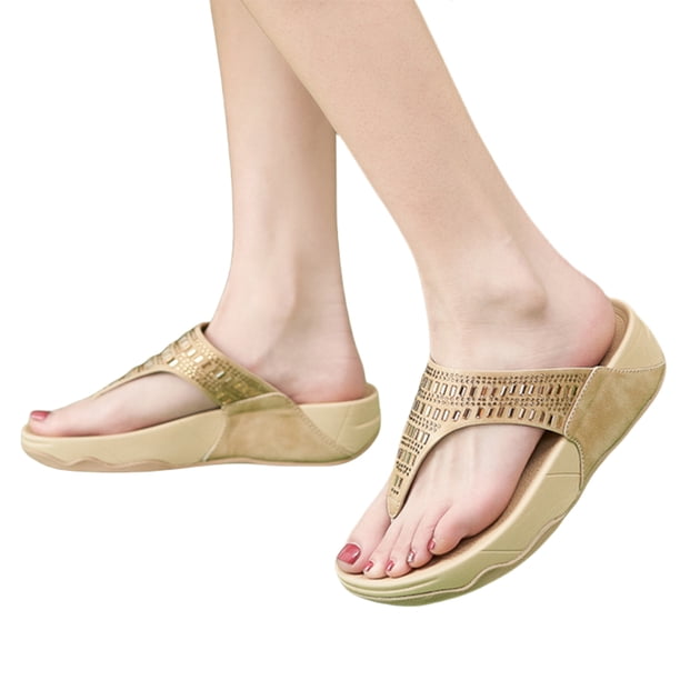 Sandalias Tanga para Mujer Chanclas Con Diamantes Imitación Transpirables Informales Viajes Al Aire Libre