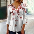 thumbnail image 2 of Ruimatai Women's Pleated Belted Tunic Top 3/4 Sleeve Printed Casual Button Down Shirt Flowy Blouse with Pockets, 2 of 5