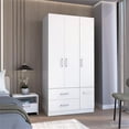 thumbnail image 2 of Tuhome Furniture Sebree Engineered Wood 4-Doors Bedroom Armoire in White, 2 of 5