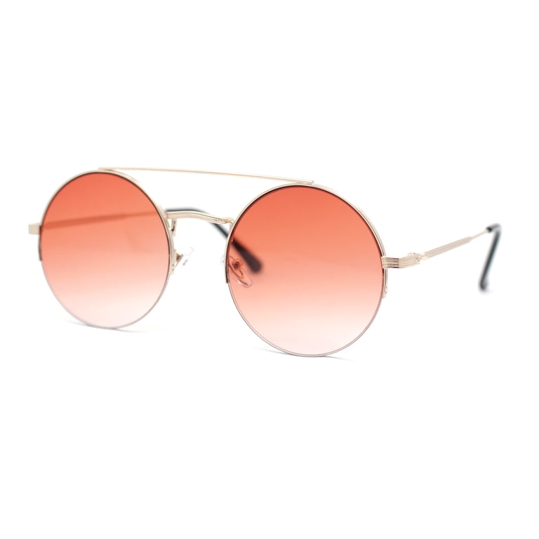 Gold and Red Round Unisex Sunglasses round gold sunglasses red lens - Hi Tek Webstore main image 2