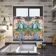 thumbnail image 4 of Yayeee Kitchen Curtains Tier Pair Light Filtering 27"x24" Rod Pocket Short Cafe Window Panel, Blue Flowers, 4 of 7