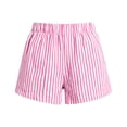 thumbnail image 5 of Karight Womens Striped Casual Shorts Elastic High Waist Loose Fit Summer Shorts with Pockets, 5 of 8