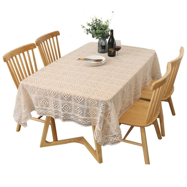 Mantel Vintage de encaje Beige, manteles de cocina de ganchillo para mesas para fiestas, banquetes, cenas, decoraciones de boda