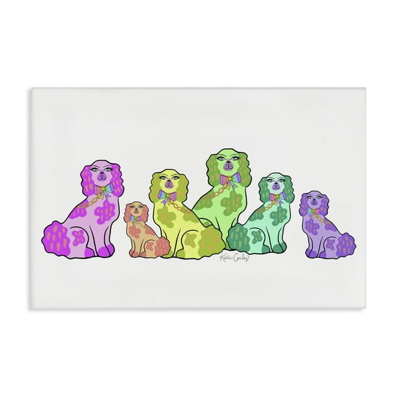 Stupell Industries Colorful Posh Pooches Animals Painting Wrapped Canvas Canvas Art Print Wall Art, 24 x 16