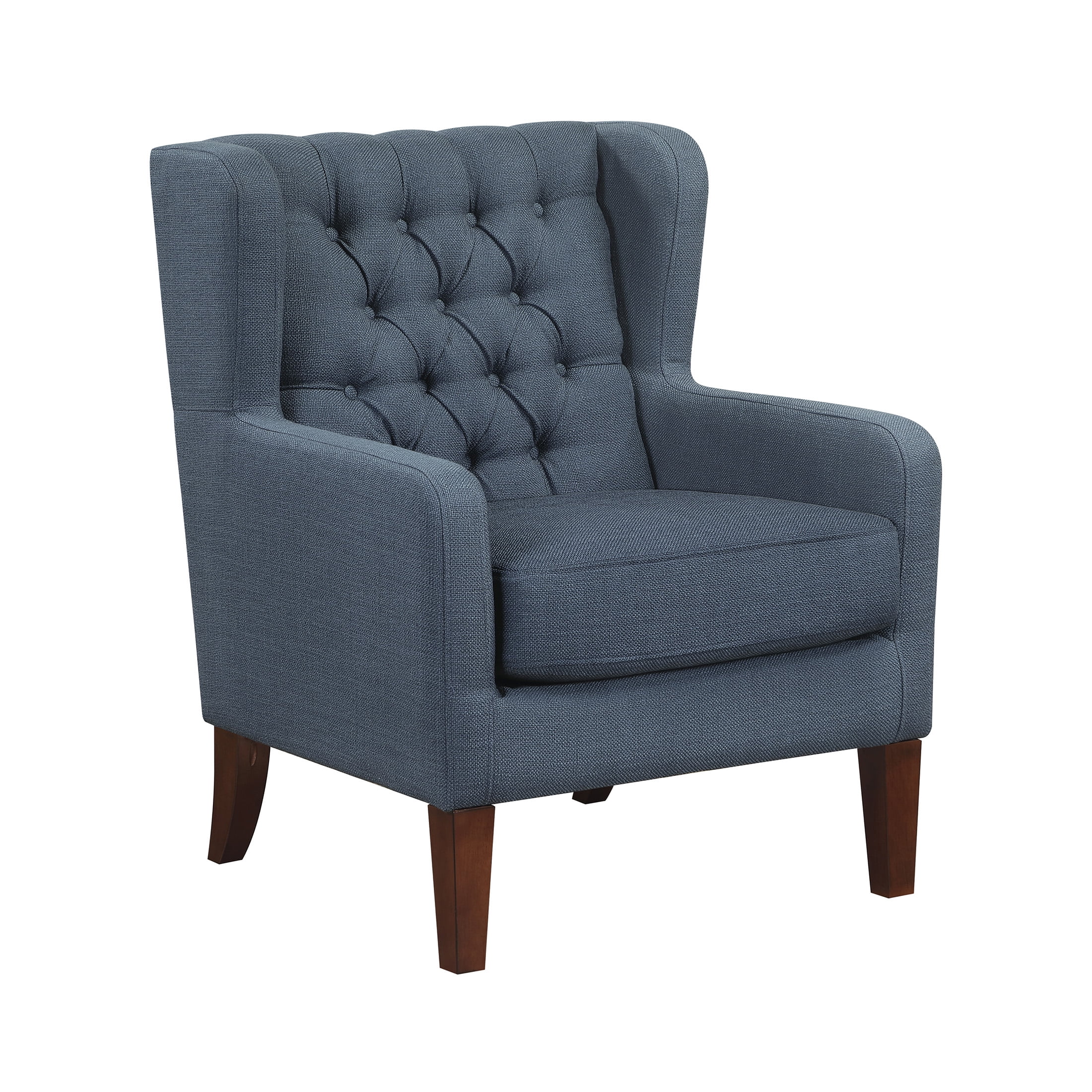 OakvillePark Varen Textured Fabric Buttom-Tufted Wing Back Accent Chair, Blue