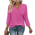 thumbnail image 2 of Seductiva Women's 2025 Fashion Tops 3/4 Sleeve T-Shirts 3/4 Length Sleeve Women Tops V Neck Casual Tunic Tops Basic Shirts Loose Fit Blouse Basic Business Tees Blouses Fashion Basic Casual, 2 of 9