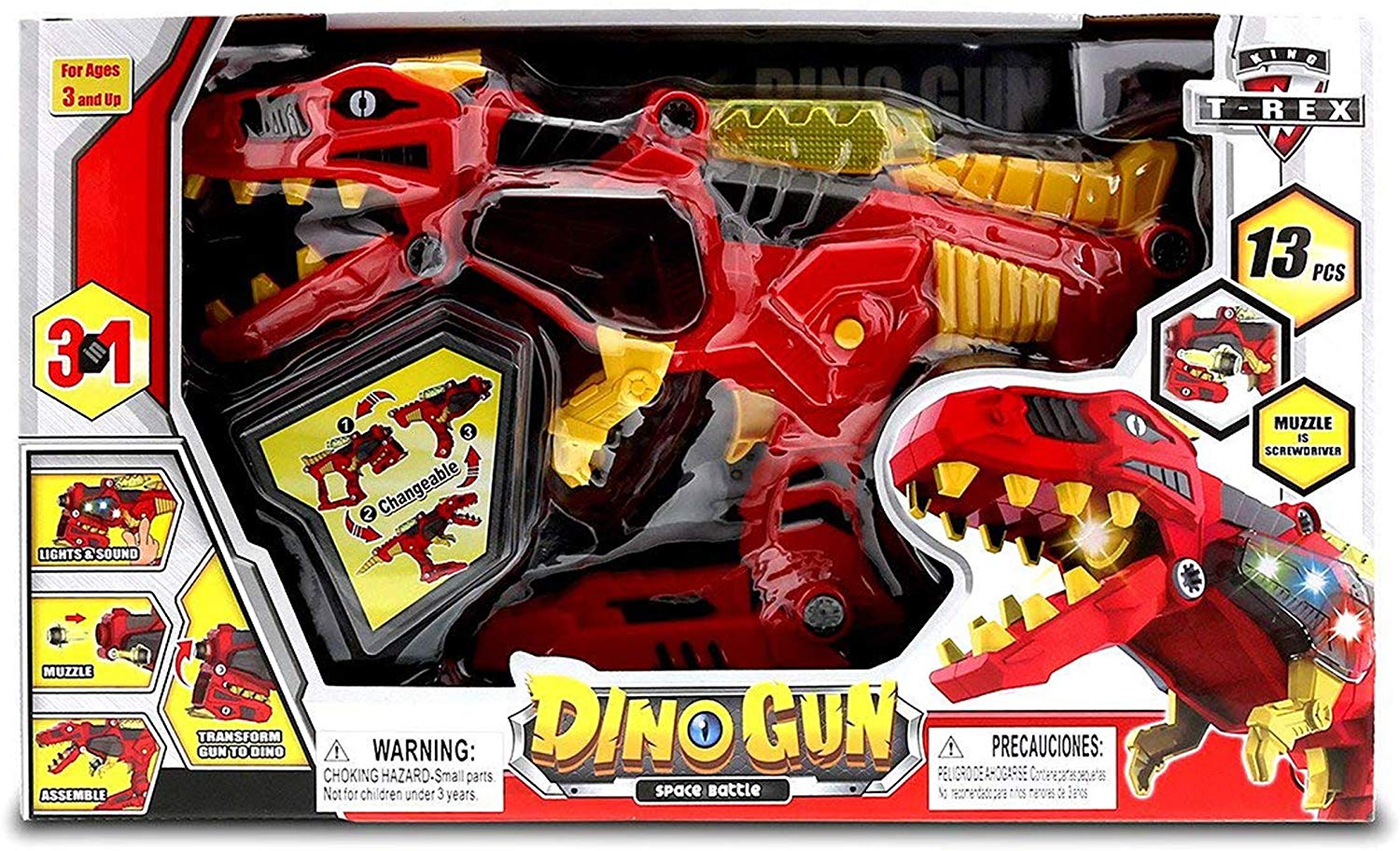 Mozlly Red Dino Gun Space Battle 3 in 1 Tyrannosaurus (13pc Set)