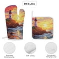 thumbnail image 4 of Ocean Lighthouse Oven Mitt And Pot Holder Set Oven Glove for Kitchen Baking Cooking Grilling, 4 of 6