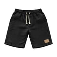 thumbnail image 4 of Besolor Men's Shorts Cotton Linen Casual Elastic Waist Drawstring Summer Lightweight Loose Beach Shorts with Pockets(Small,Black), 4 of 7