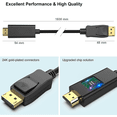 thumbnail image 5 of DisplayPort to HDMI 6 Feet Gold-Plated Cable, Avacon Display Port to HDMI Adapter Male to Male Black(4K*2K ) ,3Pack, 5 of 5
