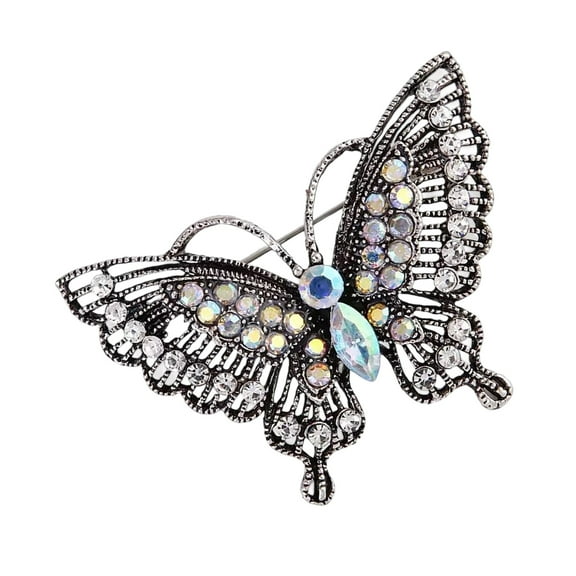 Fashionable Rhinestones Butterfly Pin Handcraft Alloy Jewelry Gifts for Women Festive Occasions Evening Attire