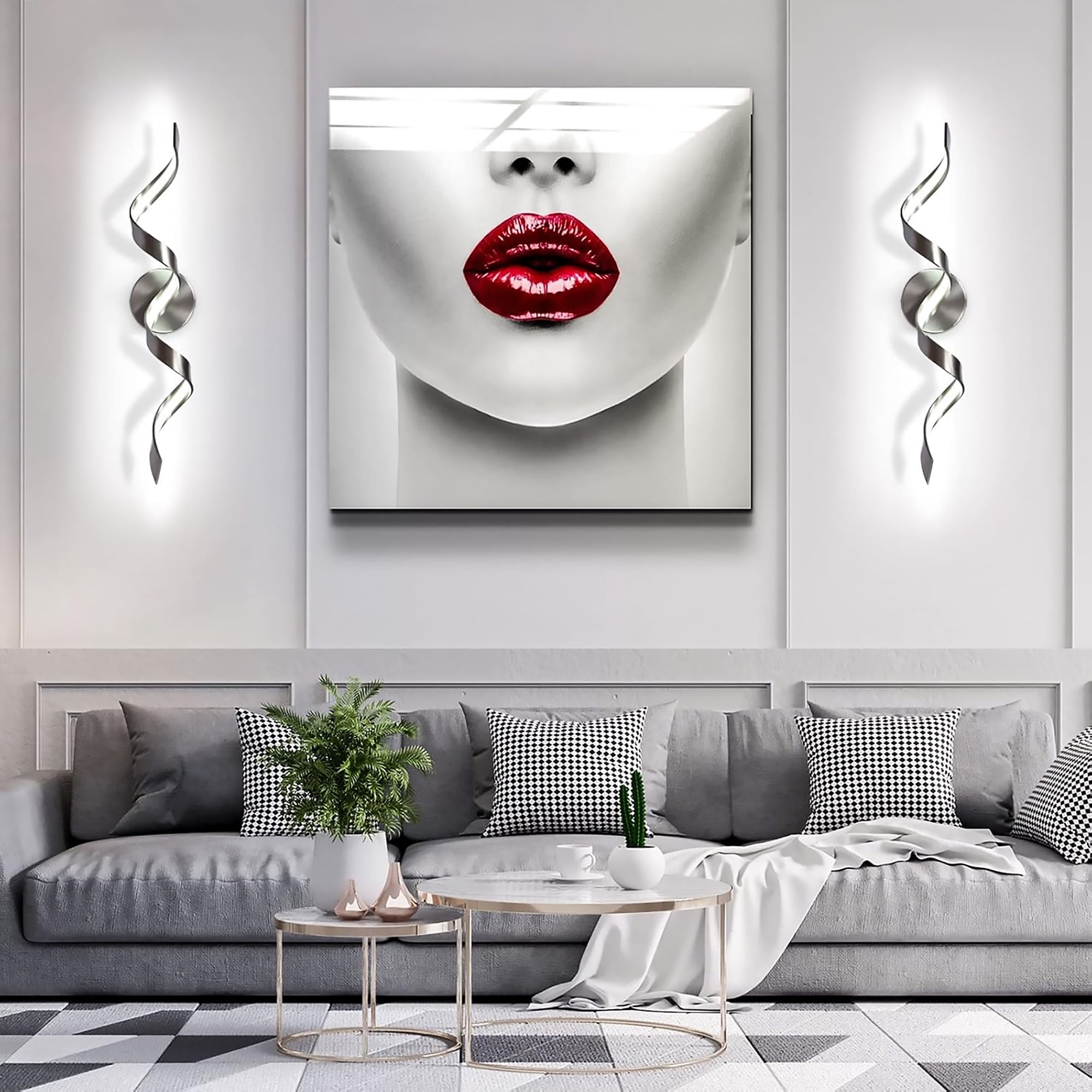 LED Bathroom Vanity Lights, 24inch Dimmable Black Bathroom Lighting Fixture Over Mirror 15W Spiral Design LED Wall Light Fixtures