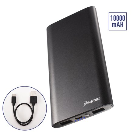 Insten Powerbank 10000mAh with 2 Charging Port, Led Indicators, Micro USB Cable Dual