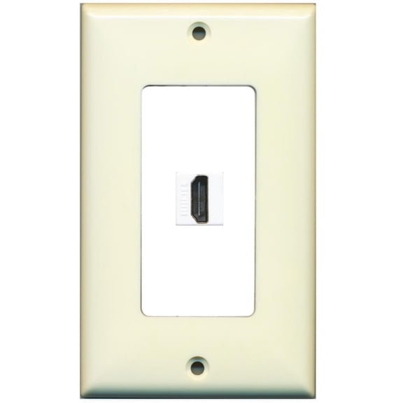 RiteAV - 1 Port HDMI 2.0 Decorative Wall Plate (Light Almond & White)