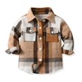 thumbnail image 4 of Usaibhir Toddler Boys' Girls' Flannel Plaid Shirt Outerwear Jackets Button Down Long Sleeve Jacket Lapel Shacket Coat Tops Casual Fall Winter Clothes for 6M-12Y, 4 of 5