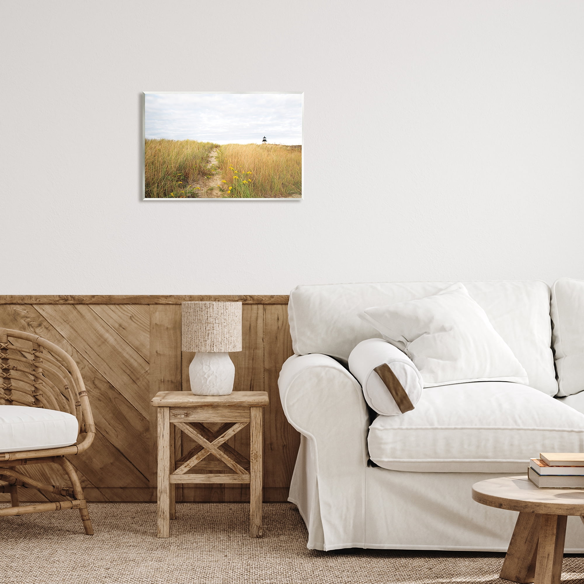 Stupell Industries Lighthouse Grassland Scenery Nature Photography Unframed Art Print Wall Art, 19 x 13