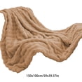 thumbnail image 3 of Fiudx Soft & Warm Fleece Throw Blanket for Couch | 59X39 Inches | Cream Solid Color Striped Design | 1-Piece Nylon Blanket for Adults, Kids, & Home Decor, 3 of 6