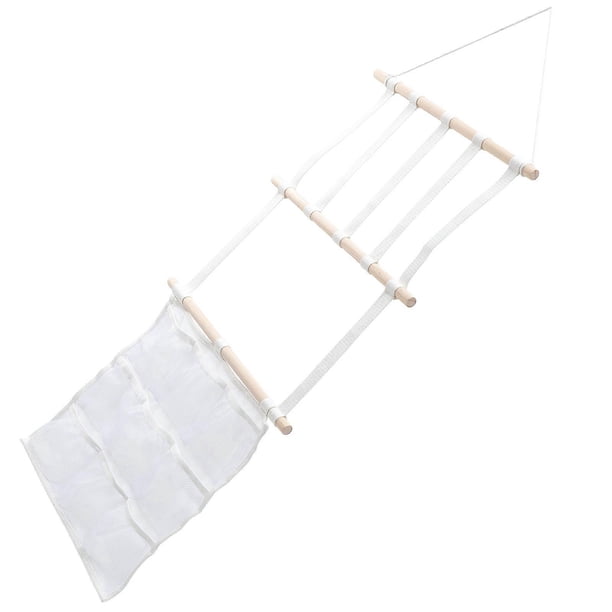 Hair Clip Storage Bag Wall Mounted Sundries Storage Holder for Kitchen White Wood Fabric 1Set