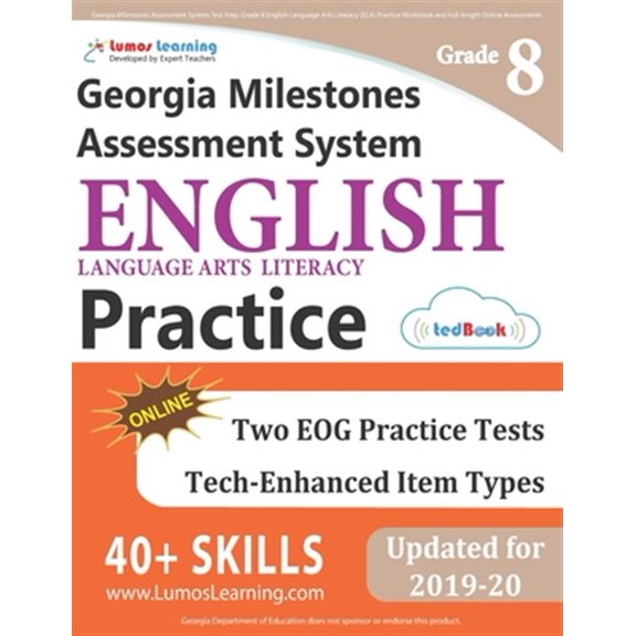 Pre-Owned Georgia Milestones Assessment System Test Prep: Grade 8 English Language Arts Literacy (ELA) Practice Workbook and Full-length Online Assessments: GMAS Study Guide Paperback