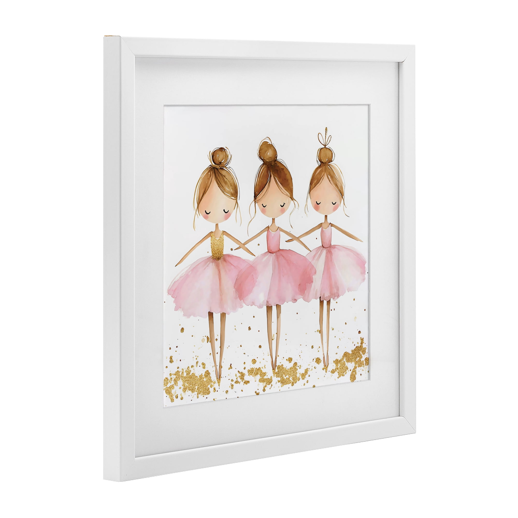 Stupell Industries Ballerina Trio in Pink Tutus White Framed Print Under Glass, design by Creative Studio