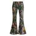 thumbnail image 3 of Grblisyd Girls Uniform Pants Kids Stretchy Elastic Waist Camo Maple Leaf Print Flare Pant with Pockets for 5-15 Years, 3 of 6