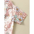 thumbnail image 6 of 2Pcs Girls Easter Pajamas Set, Short Sleeve Floral Print Button Shirts and Shorts Set Sleepwear, 6 of 9