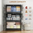 thumbnail image 4 of BROVIEW 240Qt Stackable Storage Bins with Lid, Plastic Closet Organizers and Storage Drawer, Collapsible Storage Box with Wheels, Folding Storage Cabinet for Closet Clothes Organization, 3Pack Black, 4 of 9