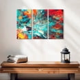 thumbnail image 2 of Elephant Stock Vibrant Splash Abstract Wall Art - Horizontal Multi Panel Canvas - Living Room Wall Decor - Abstract Multi Panel - Red And Teal Decor - 23" x 14", 2 of 4