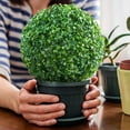 thumbnail image 4 of Yirtree 12” Round Boxwood Artificial Topiary Plastic Pot (2 Count), 4 of 8