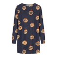 thumbnail image 5 of ICHUANYI Clearance Women's Fashion Long Sleeve Print Round-Neck Ladies Holiday Outing Long Dress(Dark Blue, XL) ICHUANYI WER2023081512951, 5 of 5