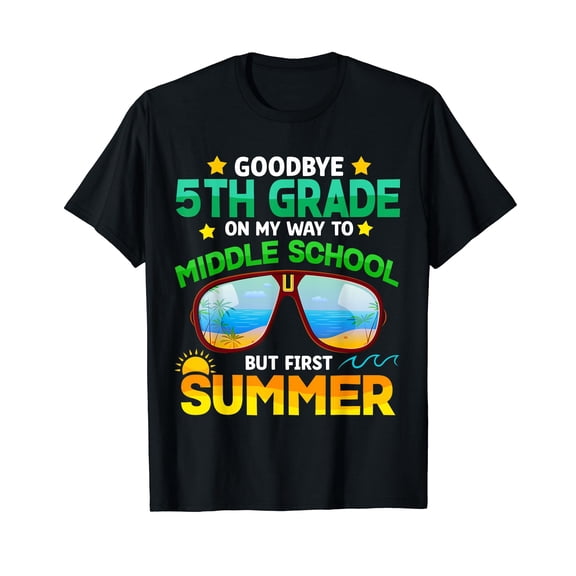 Goodbye 5th Grade Graduation To 6th Grade Hello Summer Kids T-Shirt First Summer Cute Shirts