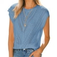 thumbnail image 2 of Short Sleeved Women Hollow-Out Crewneck Casual Knit Vest Tops, 2 of 5